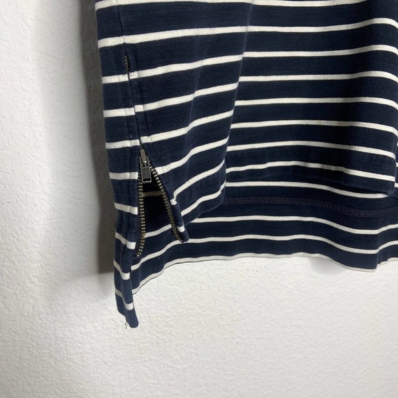 Madewell Dark Navy and White Striped Zipper Hem 3/4 Sleeve Shirt Sz S - Picture 6 of 8